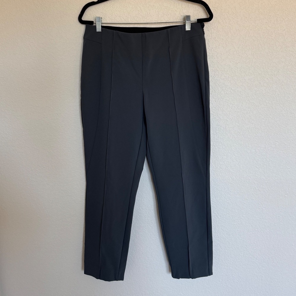 Lafayette 148 New York Gramercy Pants Gray Seamed Slim Trousers 10 Office Formal